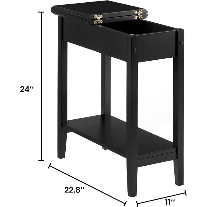 Winston Porter Jonica Narrow End Table with Storage, Flip Top Narrow